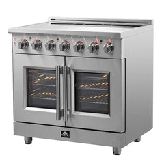 FORNO Massimo 36-Inch 5.36 cu. ft. Freestanding French Door Electric Range with 5 Elements, FFSEL6955-36