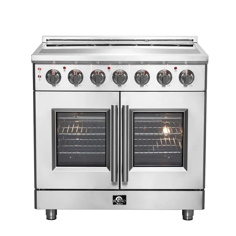 FORNO Massimo 36-Inch 5.36 cu. ft. Freestanding French Door Electric Range with 5 Elements, FFSEL6955-36