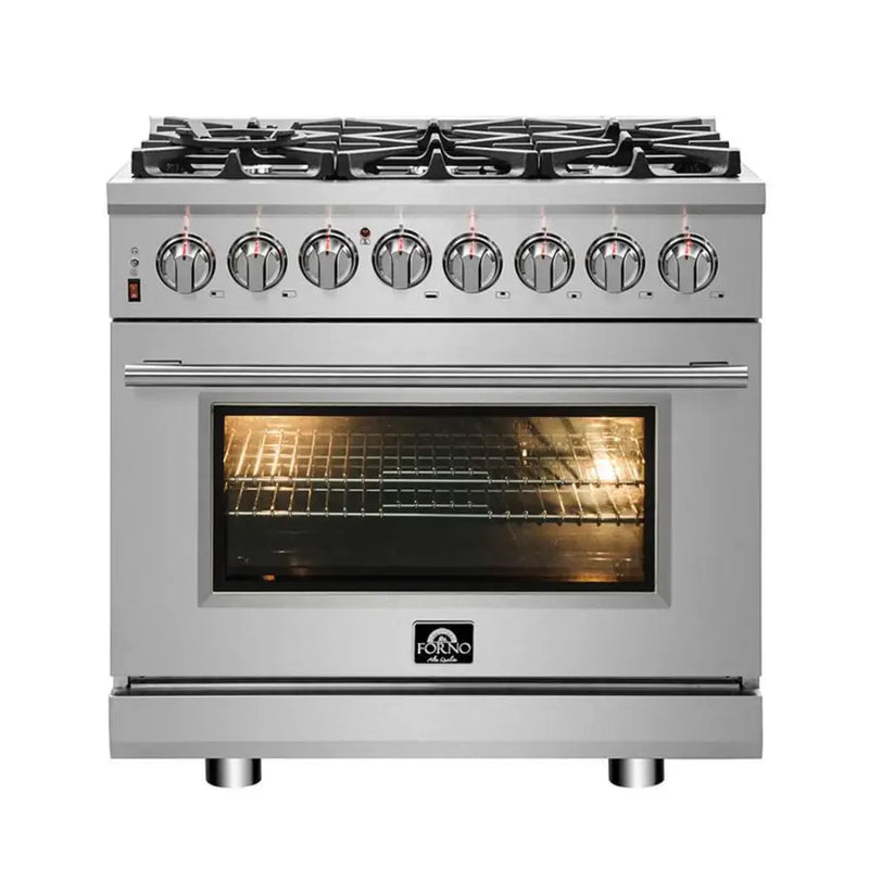 FORNO Massimo 36-Inch 5.36 cu. ft. Freestanding Dual Fuel Range with 6 Burners, FFSGS6125-36