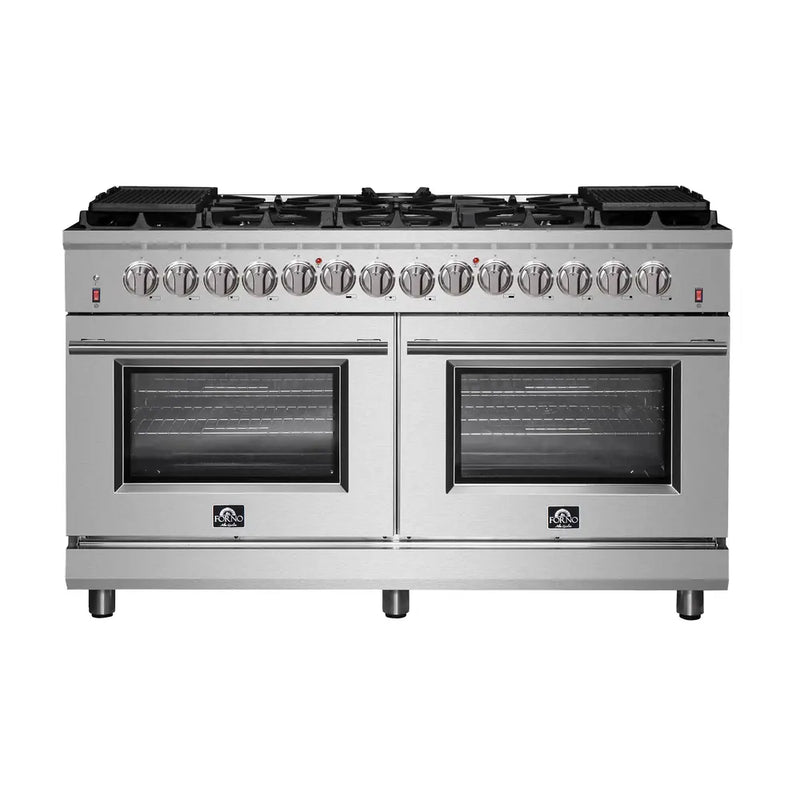 FORNO Massimo 60-Inch 8.64 cu. ft. Freestanding Dual Fuel Range with 10 Burners, FFSGS6125-60