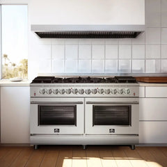 FORNO Massimo 60-Inch 8.64 cu. ft. Freestanding Dual Fuel Range with 10 Burners, FFSGS6125-60
