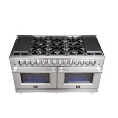 FORNO Massimo 60-Inch 8.64 cu. ft. Freestanding Dual Fuel Range with 10 Burners, FFSGS6125-60