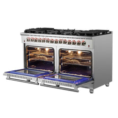 FORNO Massimo 60-Inch 8.64 cu. ft. Freestanding Dual Fuel Range with 10 Burners, FFSGS6125-60