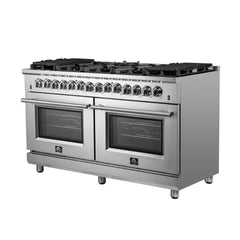 FORNO Massimo 60-Inch 8.64 cu. ft. Freestanding Dual Fuel Range with 10 Burners, FFSGS6125-60
