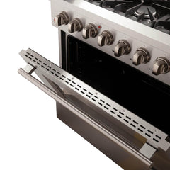 FORNO Galiano 36 Inch Dual Fuel Range, 6 Burners, 5.36 cu.ft. True Convection Oven FFSGS6156-36