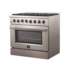 FORNO Galiano 36 Inch Dual Fuel Range, 6 Burners, 5.36 cu.ft. True Convection Oven FFSGS6156-36
