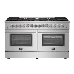 FORNO Galiano 60-Inch 8.64 cu. ft. Dual Fuel Range with 10 Italian Burners in Stainless Steel, FFSGS6156-60