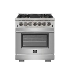 FORNO Capriasca 30 Inch Platinum Freestanding Dual Fuel Range FFSGS6187-30