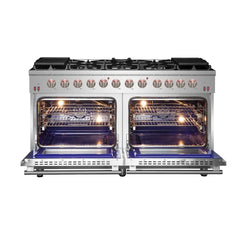 FORNO Massimo 60-Inch 8.64 cu. ft. Freestanding Gas Range with 10 Burners, FFSGS6239-60