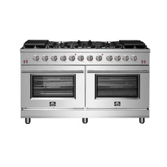 FORNO Massimo 60-Inch 8.64 cu. ft. Freestanding Gas Range with 10 Burners, FFSGS6239-60