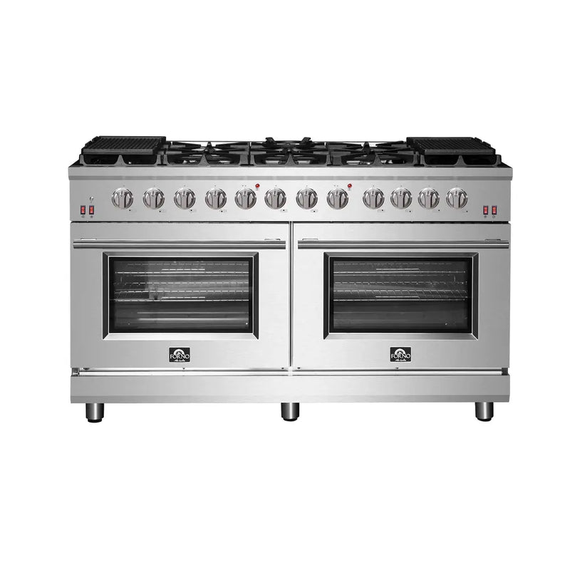 FORNO Massimo 60-Inch 8.64 cu. ft. Freestanding Gas Range with 10 Burners, FFSGS6239-60