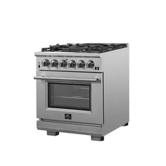 FORNO Capriasca 30 Inch 4.32 cu. ft. Gas Range with 5 Italian Burners in Stainless Steel, FFSGS6260-30