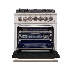 FORNO Capriasca 30 Inch 4.32 cu. ft. Gas Range with 5 Italian Burnerse in Black, FFSGS6260-30BLK