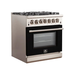 FORNO Capriasca 30 Inch 4.32 cu. ft. Gas Range with 5 Italian Burnerse in Black, FFSGS6260-30BLK