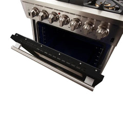 FORNO Capriasca 30 Inch 4.32 cu. ft. Gas Range with 5 Italian Burnerse in Black, FFSGS6260-30BLK