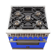FORNO Capriasca 30″ 4.32 cu. ft. Gas Range with 5 Italian Burnerse in Blue, FFSGS6260-30BLU