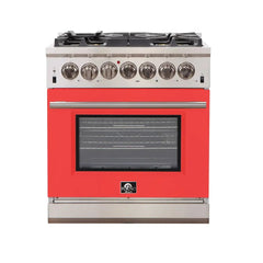 FORNO Capriasca 30″ 4.32 cu. ft. Gas Range with 5 Italian Burnerse in Red, FFSGS6260-30RED