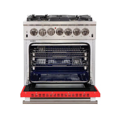 FORNO Capriasca 30″ 4.32 cu. ft. Gas Range with 5 Italian Burnerse in Red, FFSGS6260-30RED