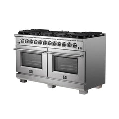 FORNO Capriasca 60 Inch 8.64 cu. ft. Gas Range with 10 Italian Burners in Stainless Steel, FFSGS6260-60