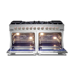 FORNO Capriasca 60 Inch 8.64 cu. ft. Gas Range with 10 Italian Burners in Stainless Steel, FFSGS6260-60