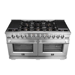 FORNO Capriasca 60 Inch 8.64 cu. ft. Gas Range with 10 Italian Burners in Stainless Steel, FFSGS6260-60