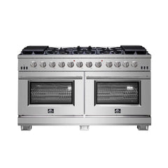 FORNO Capriasca 60 Inch 8.64 cu. ft. Gas Range with 10 Italian Burners in Stainless Steel, FFSGS6260-60
