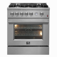 FORNO Giovanni 30-inch Gas Range Stainless Steel, 5 Burners 67,000 BTU, 4.32 cu.ft. Convection Oven FFSGS6274-30