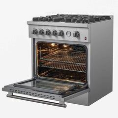 FORNO Giovanni 30-inch Gas Range Stainless Steel, 5 Burners 67,000 BTU, 4.32 cu.ft. Convection Oven FFSGS6274-30