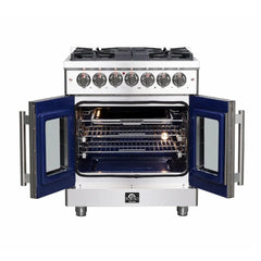FORNO Massimo 30-Inch 4.32 cu. ft. Freestanding French Door Dual Fuel Range with 5 Burners, FFSGS6325-30