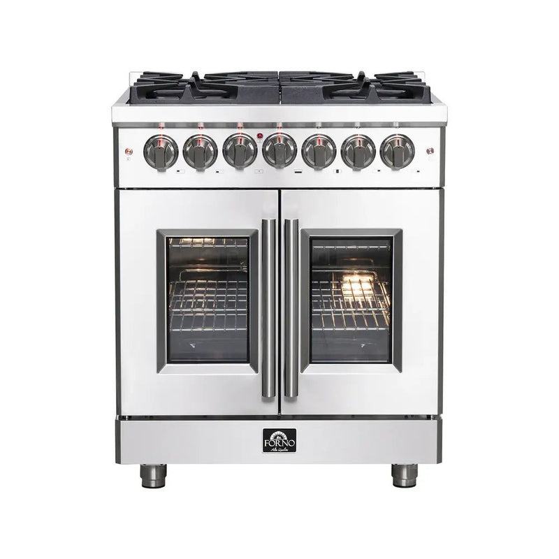 FORNO Massimo 30-Inch 4.32 cu. ft. Freestanding French Door Dual Fuel Range with 5 Burners, FFSGS6325-30