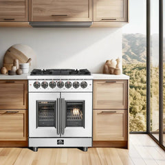 FORNO Massimo 30-Inch 4.32 cu. ft. Freestanding French Door Dual Fuel Range with 5 Burners, FFSGS6325-30