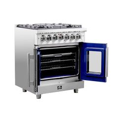 FORNO Massimo 30-Inch 4.32 cu. ft. Freestanding French Door Dual Fuel Range with 5 Burners, FFSGS6325-30