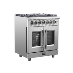 FORNO Massimo 30-Inch 4.32 cu. ft. Freestanding French Door Dual Fuel Range with 5 Burners, FFSGS6325-30
