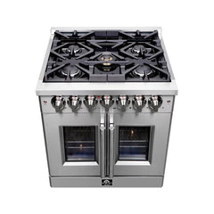 FORNO Massimo 30-Inch 4.32 cu. ft. Freestanding French Door Dual Fuel Range with 5 Burners, FFSGS6325-30
