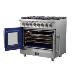 FORNO Massimo 36-Inch 5.36 cu. ft. Freestanding French Door Dual Fuel Range with 6 Burners, FFSGS6325-36