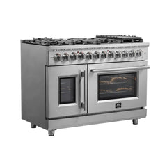 FORNO Massimo 48-Inch Freestanding French Door Dual Fuel Range FFSGS6325-48