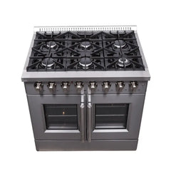 FORNO Galiano 36 Inch Freestanding French Door Gas Range with 6 Sealed Burners FFSGS6444-36