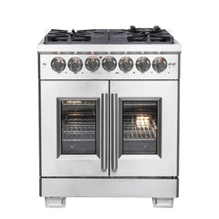 FORNO Capriasca 30 Inch Freestanding French Door Dual Fuel Range FFSGS6387-30