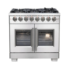 FORNO Capriasca 36 Inch Freestanding French Door Dual Fuel Range FFSGS6387-36