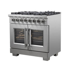 FORNO Capriasca 36 Inch Freestanding French Door Dual Fuel Range FFSGS6387-36