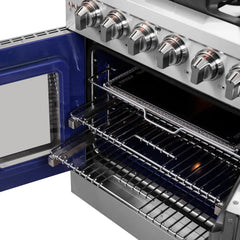 FORNO Massimo 30-Inch 4.32 cu. ft. Freestanding French Door Gas Range with 5 Burners, FFSGS6439-30