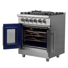 FORNO Massimo 30-Inch 4.32 cu. ft. Freestanding French Door Gas Range with 5 Burners, FFSGS6439-30