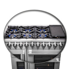 FORNO Massimo 48-Inch 6.58 cu. ft. Freestanding French Door Gas Range with 8 Burners, FFSGS6439-48