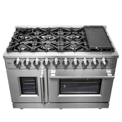 FORNO Massimo 48-Inch 6.58 cu. ft. Freestanding French Door Gas Range with 8 Burners, FFSGS6439-48