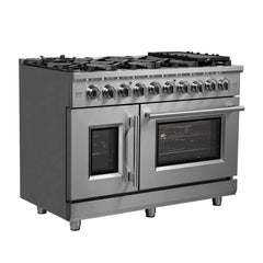 FORNO Massimo 48-Inch 6.58 cu. ft. Freestanding French Door Gas Range with 8 Burners, FFSGS6439-48