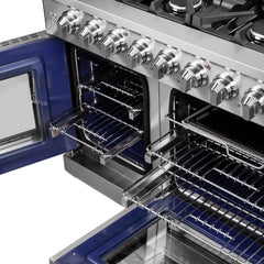 FORNO Massimo 48-Inch 6.58 cu. ft. Freestanding French Door Gas Range with 8 Burners, FFSGS6439-48