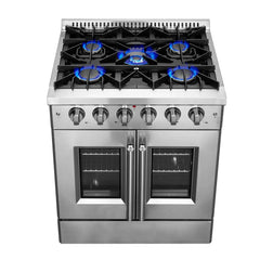 FORNO Galiano 30 Inch 4.32 cu. ft. Freestanding Gas Range with French Door and 5 Burners, FFSGS6444-30