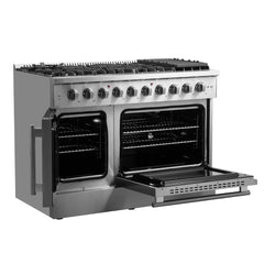 FORNO Galiano 48 Inch Freestanding French Door Gas Range with 8 Sealed Burners and Griddle FFSGS6444-48