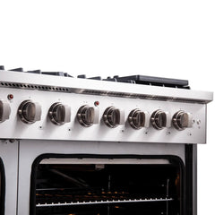 FORNO Galiano 48 Inch Freestanding French Door Gas Range with 8 Sealed Burners and Griddle FFSGS6444-48
