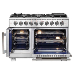 FORNO Capriasca 48 Inch 6.58 cu. ft. Professional Gas Range with French Door and 8 Sealed Burners, FFSGS6460-48